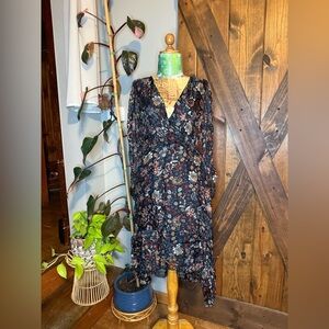 Chic Black Floral Long Sleeve Dress